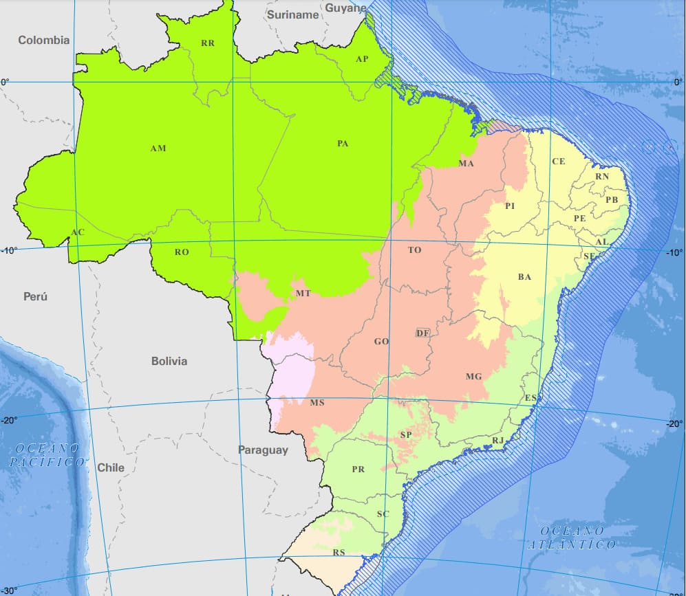 Mapa dos biomas brasileiros