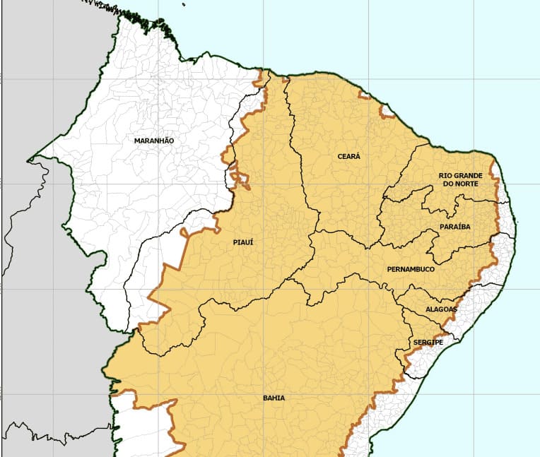 Mapa da delimitação do Semiárido brasileiro