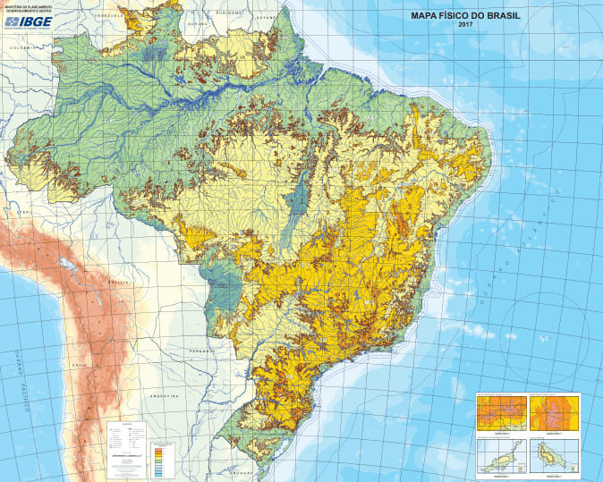 Mapa físico do Brasil