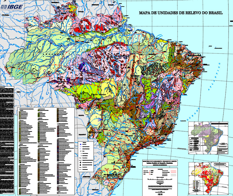Mapa de unidades de relevo do Brasil