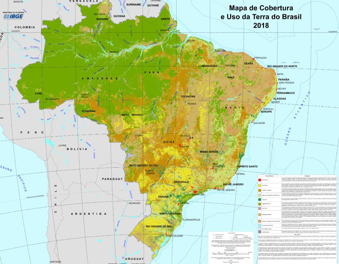 Mapa de uso e cobertura da Terra do Brasil