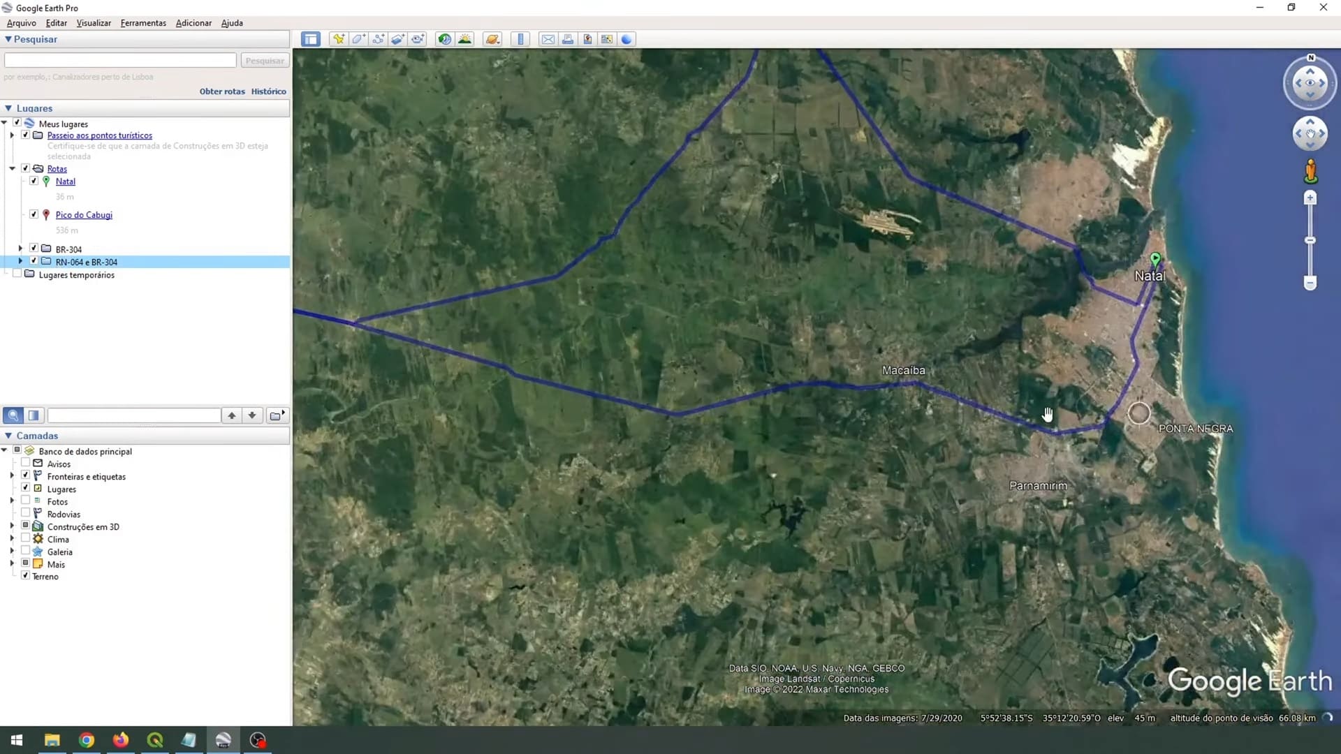 Rotas no Google Earth Pro