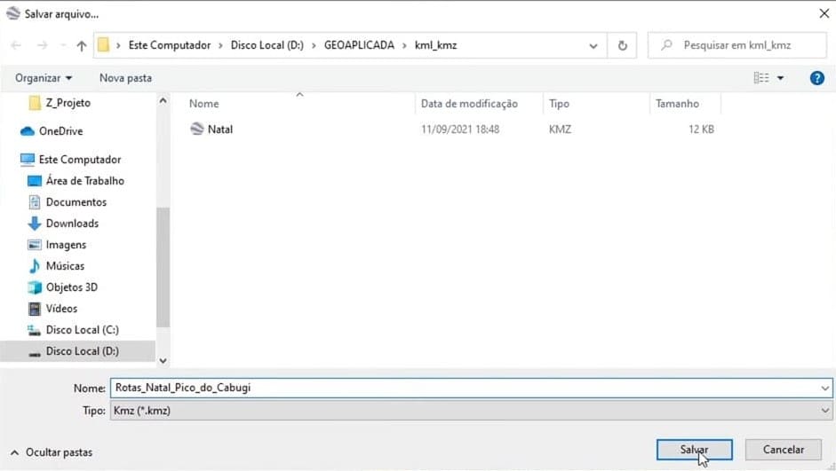 Salvando arquivo kml kmz