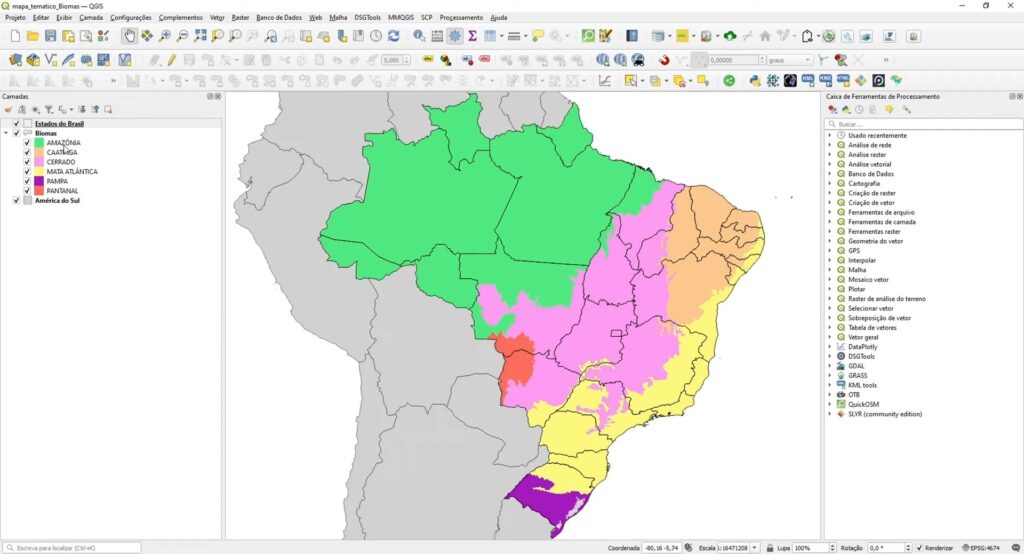 Mapa de biomas a ser publicado na nuvem