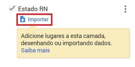 Link para importar camadas no Google My Maps