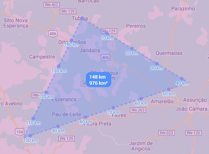 Medições de distância e área do Google My Maps