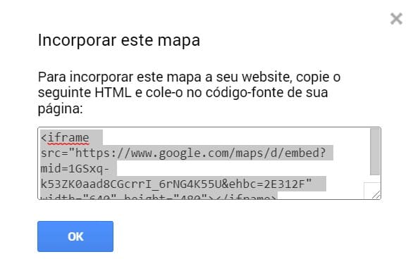 Código HTML para incorporar mapa a um site