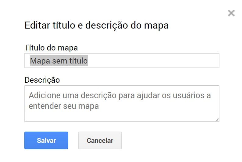 Adicionar título e descrição ao mapa no Google My Maps