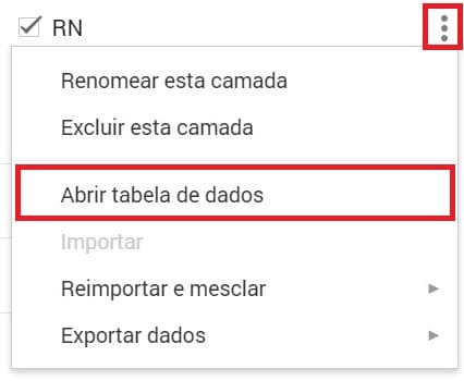 Abrir tabela de dados