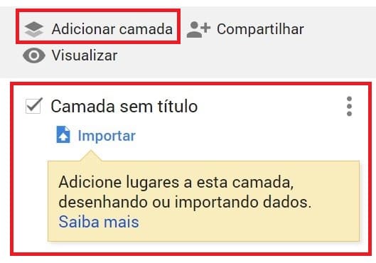 Adicionar camadas no Google My Maps