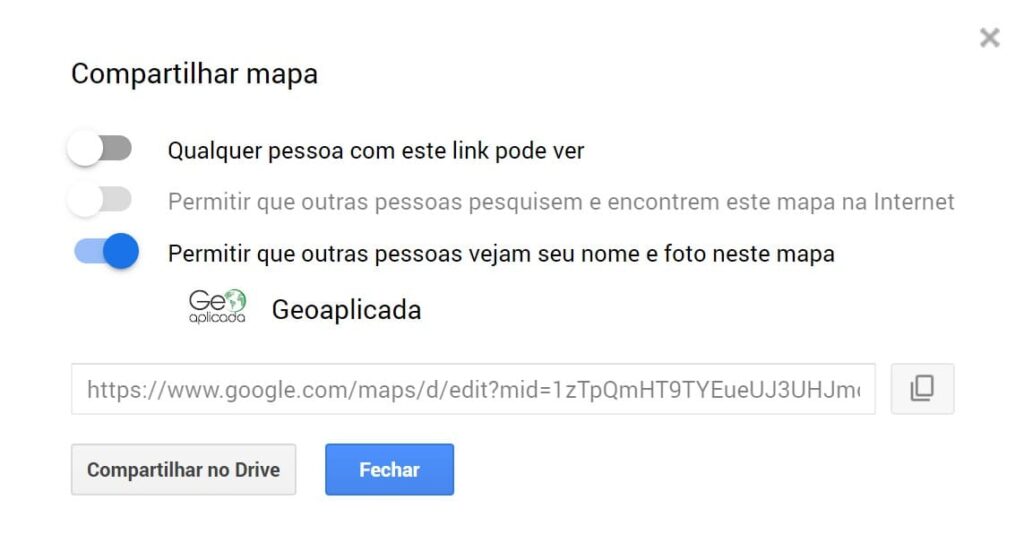 Compartilhar mapa no Google My Maps