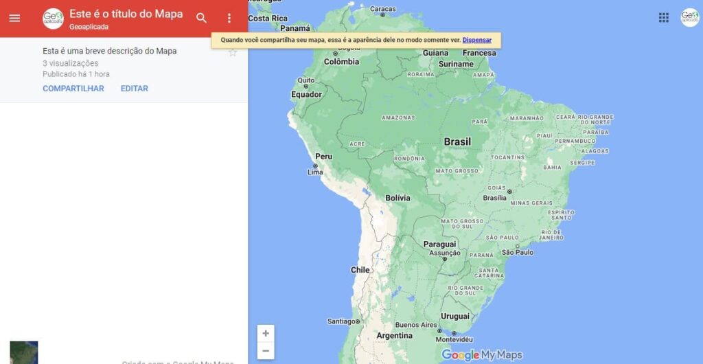 Visualizar o mapa do Google My Maps