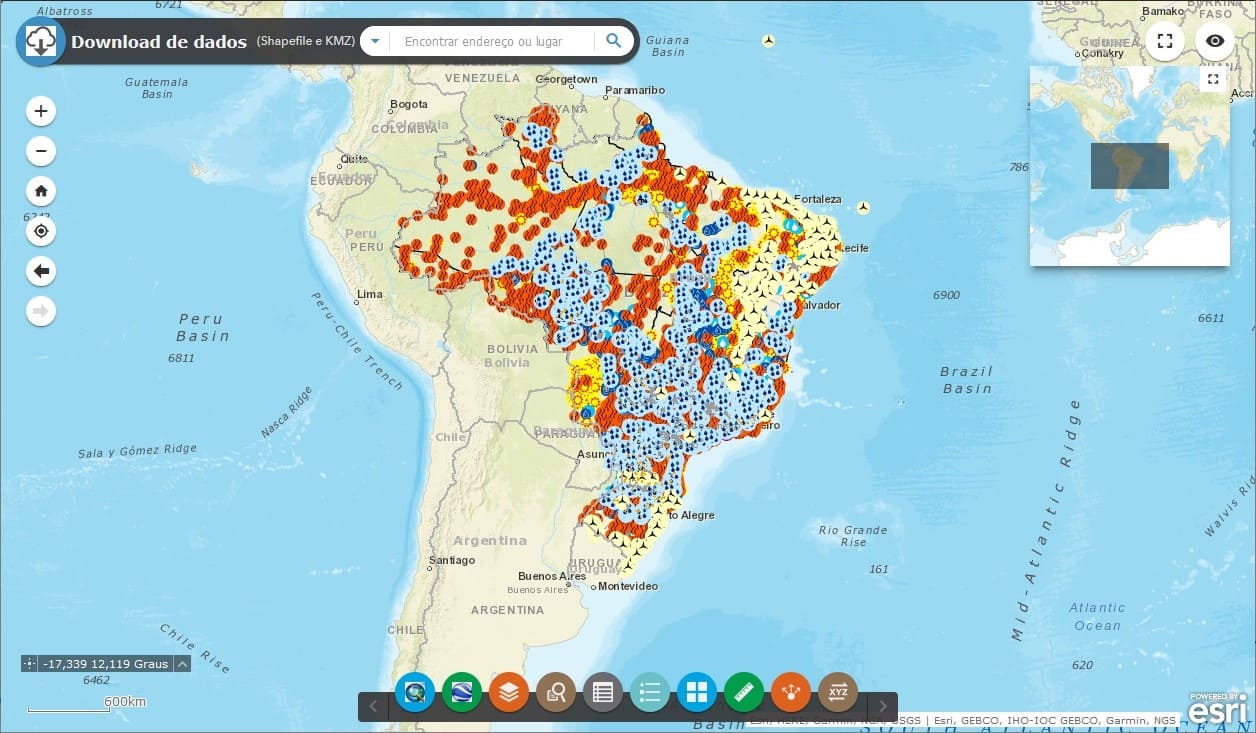 Usinas de produção de energia elétrica - Dados espaciais - Geoaplicada