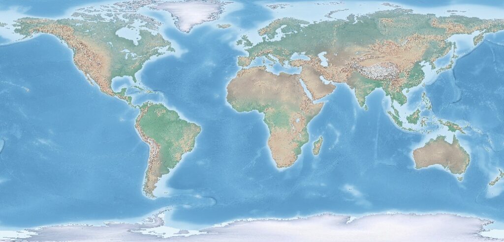 Hipsometria do mundo no Portal Natural Earth Data