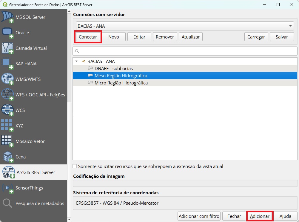 Conectar Geosserviço ArcGIS REST