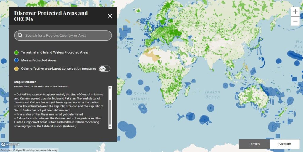 Explorador do Banco de dados mundial sobre Áreas Protegidas